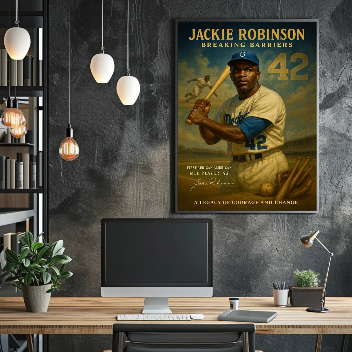 Jackie Robinson Vintage Baseball Sports Poster