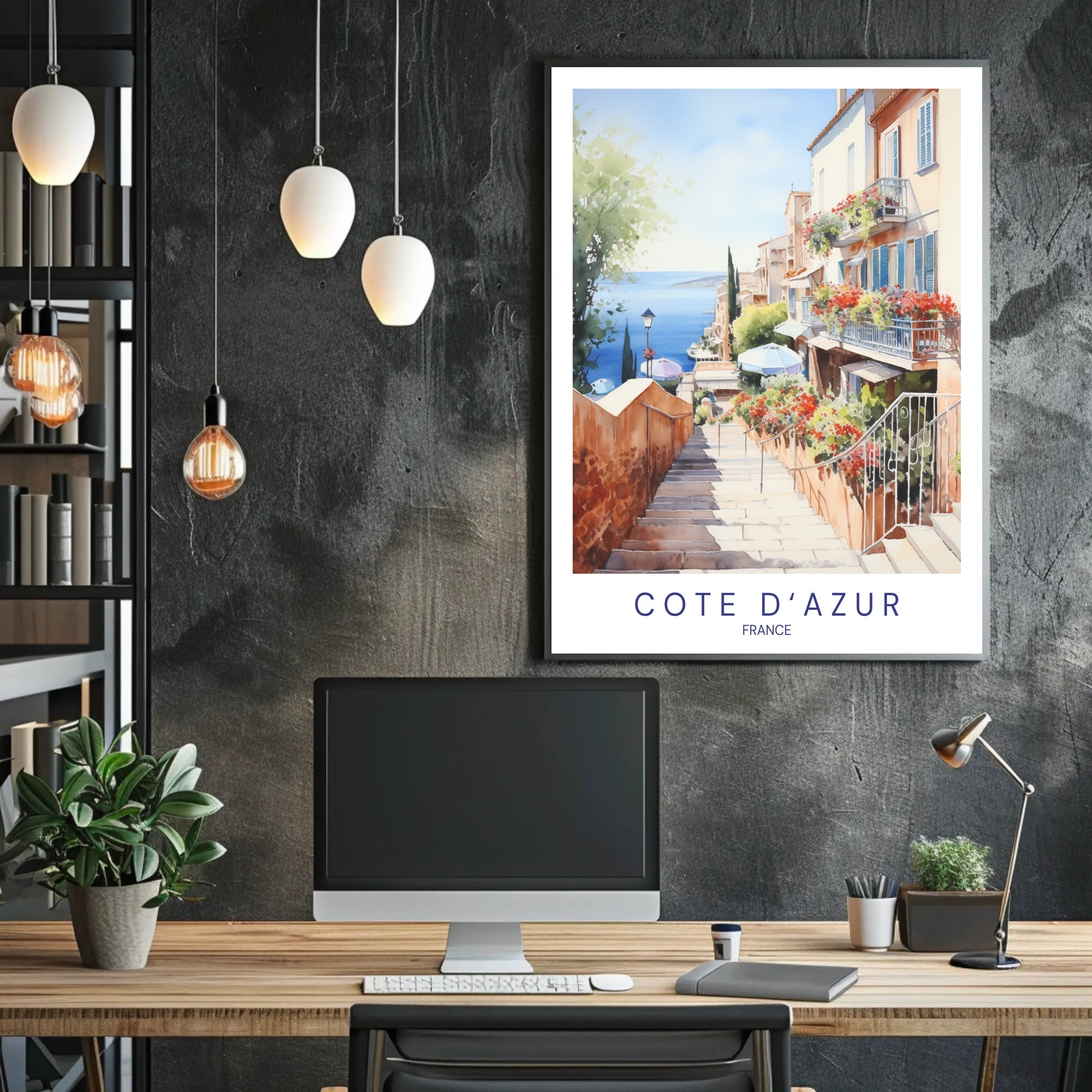 Côte d'Azur Watercolor Scenic Travel Poster PosterGoat
