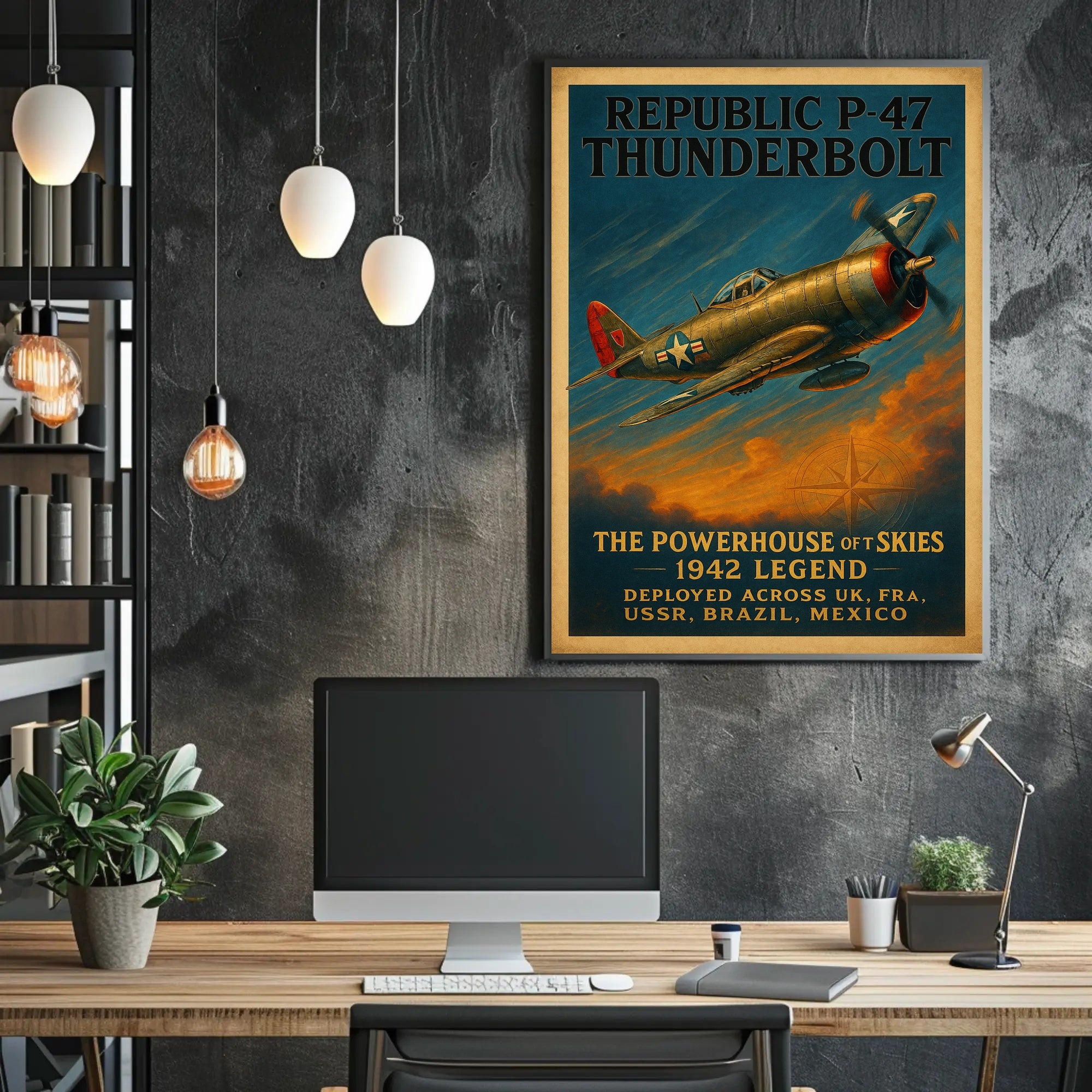 Republic P-47 Thunderbolt WWII Fighter Aircraft Poster