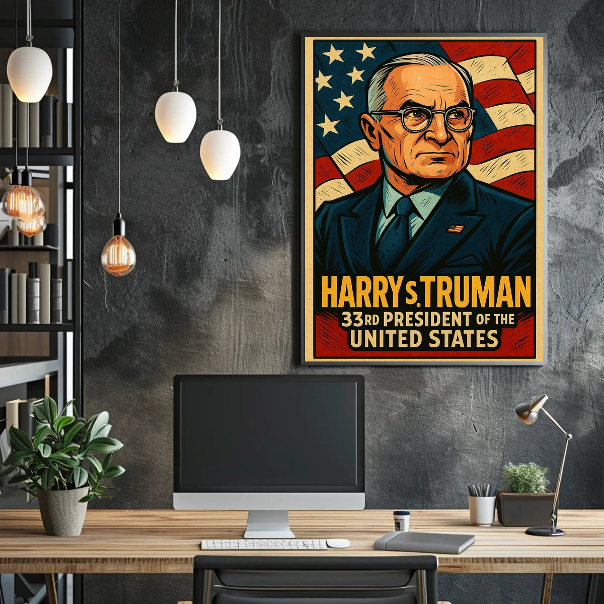 Harry S Truman 33rd President Poster Wall Art Vintage