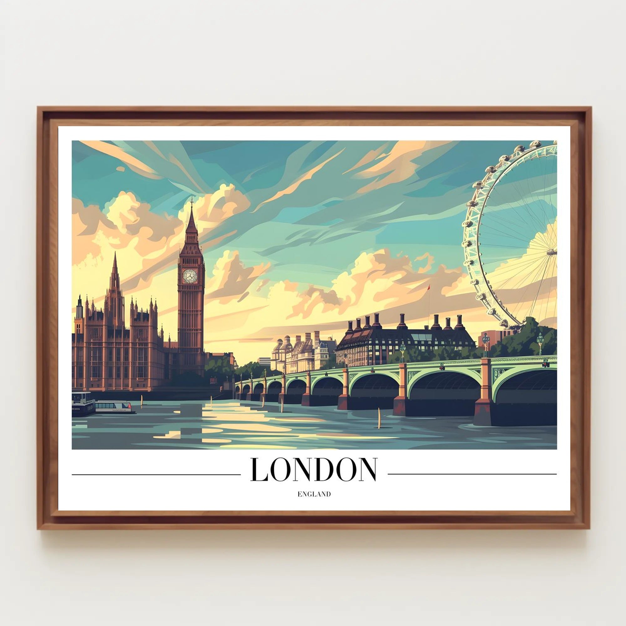London's Iconic Landmarks Explored in Urban Cityscape Poster