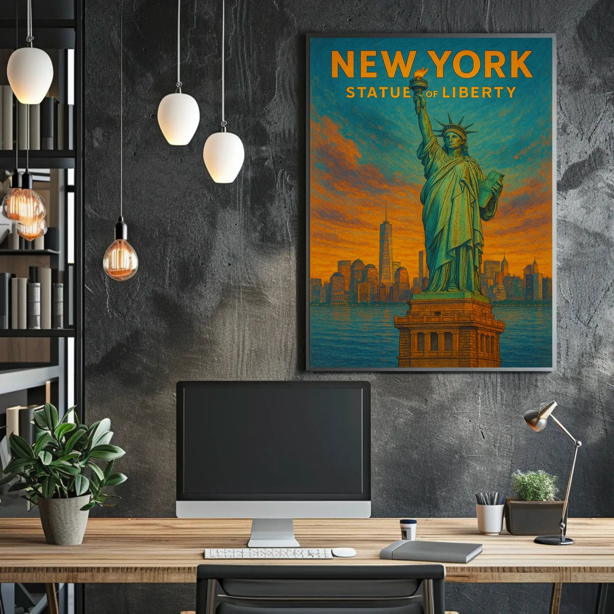New York Statue of Liberty Poster Abstract Wall Art