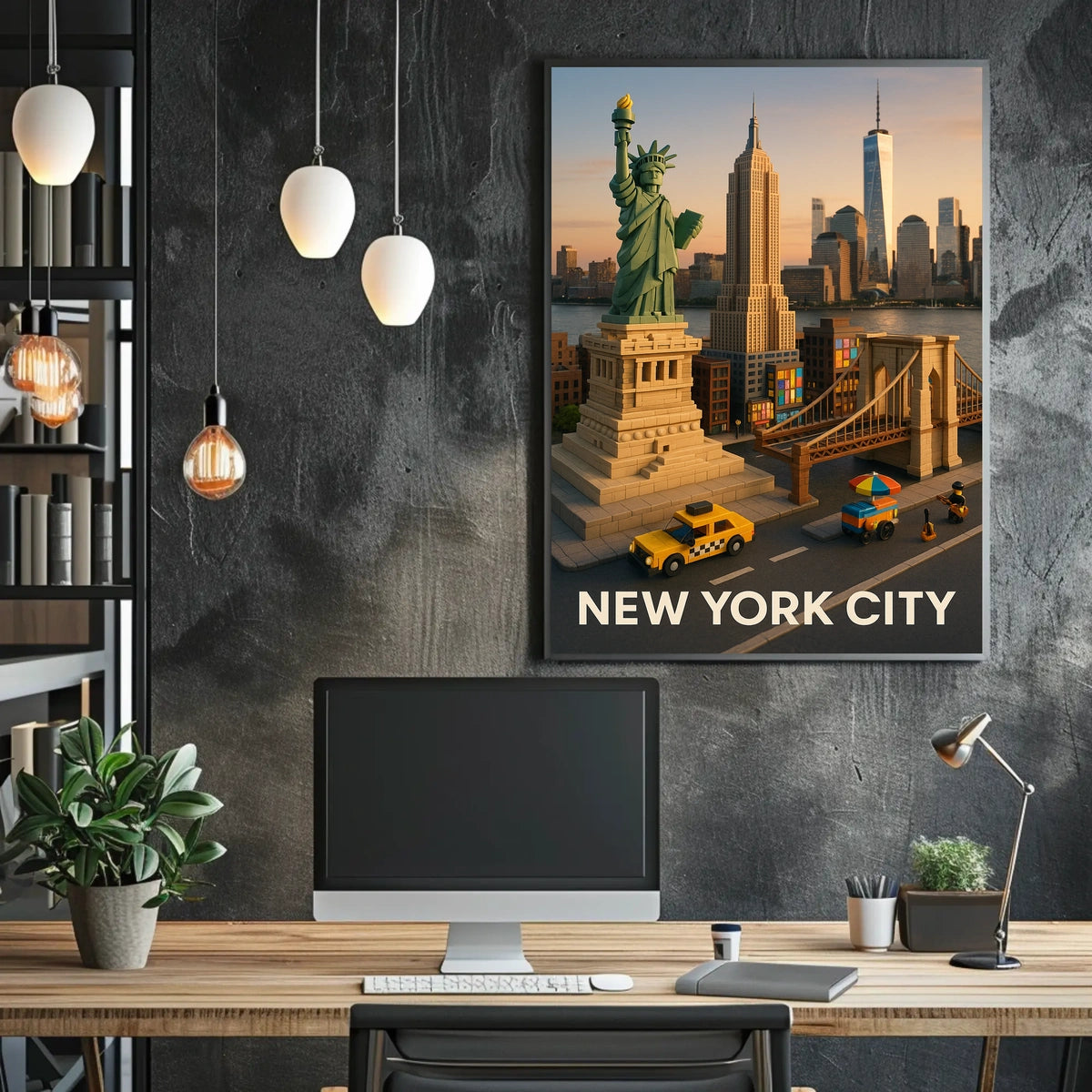 New York City Block Style Poster Abstract Wall Art