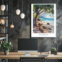 Secluded Seychelles Beach Scenery Travel Poster PosterGoat