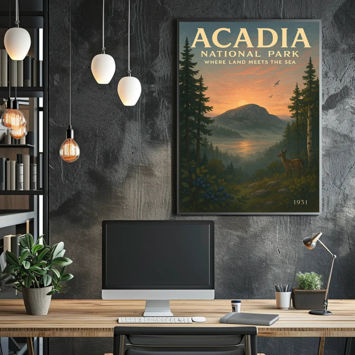 Acadia National Park Where Land Meets Poster