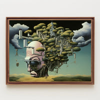 Surreal Cityscape with Tree of Imagination Artistic Poster