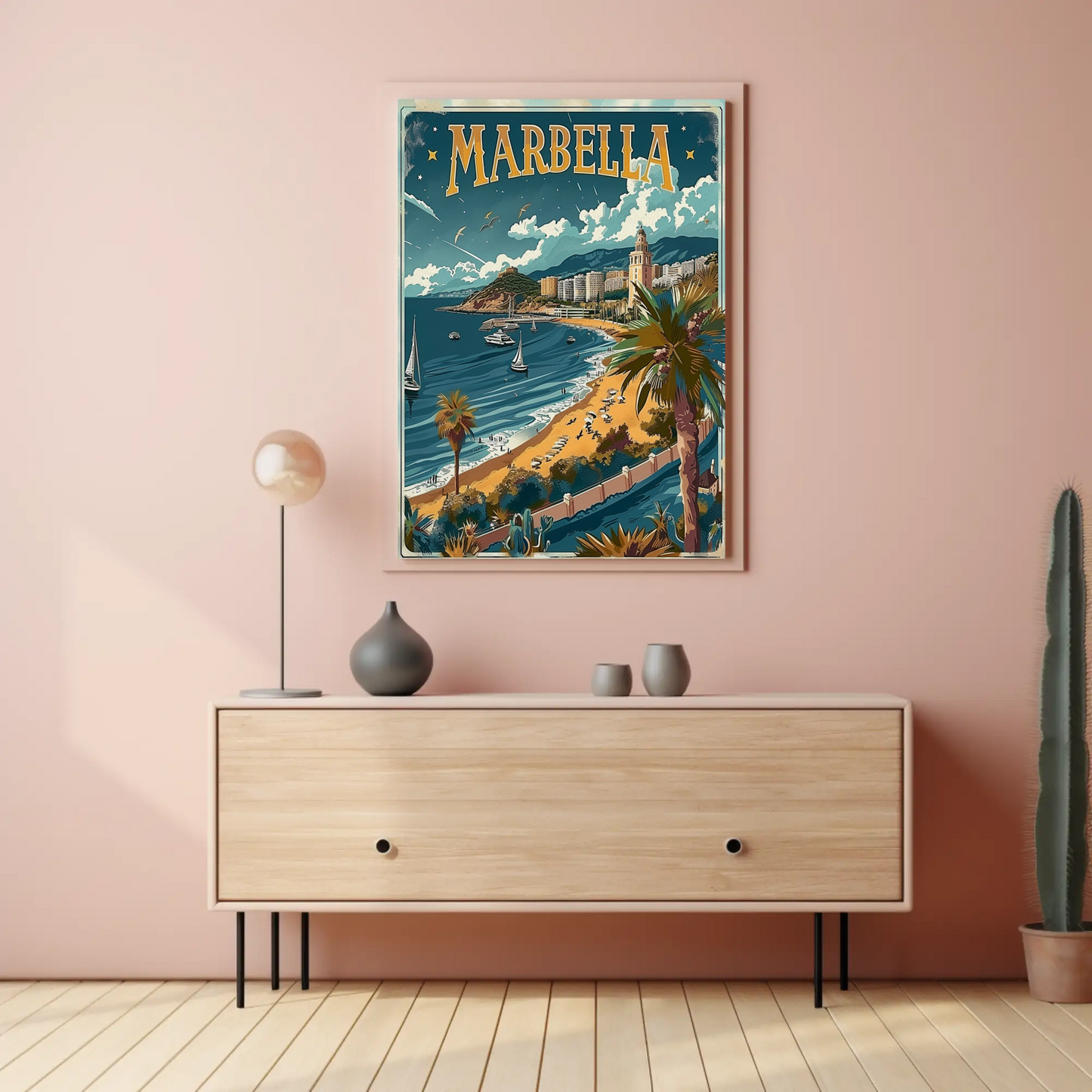 Marbella Coastal Beach Resort City Travel Poster