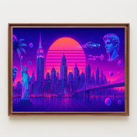 Neon Skyline Travel Poster Wall Art Print