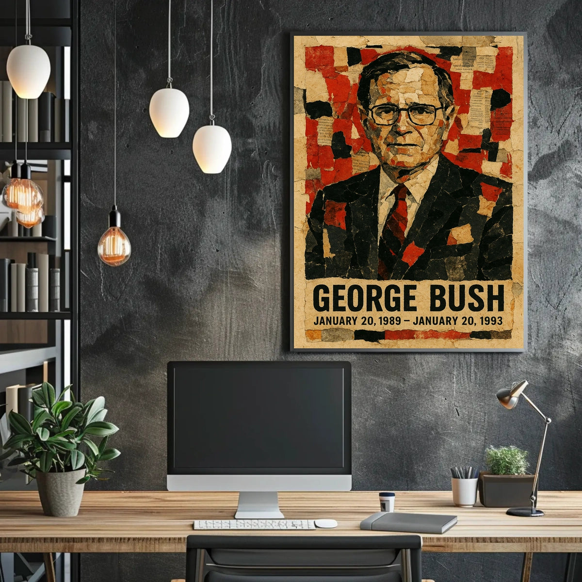 George H. W. Bush 41st President of the United States Layered paper Collage Poster