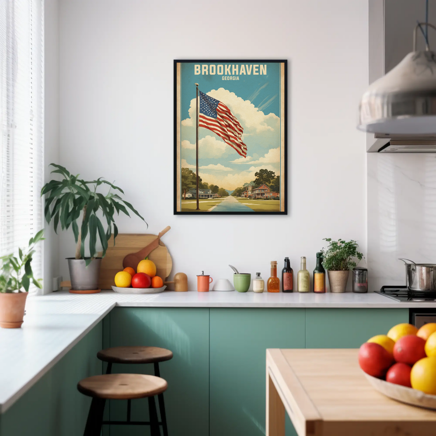 Brookhaven Georgia American Scene Art Vintage Travel Poster