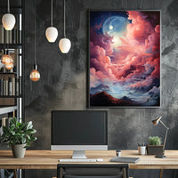 Dreamlike Dual-Moon Landscape Futuristic Sci-Fi Poster