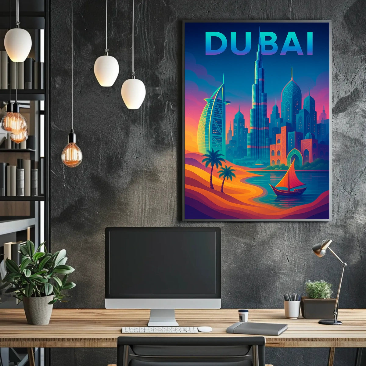 Dubai Dreamscape Skyline Poster For Travel Art Lovers Decor
