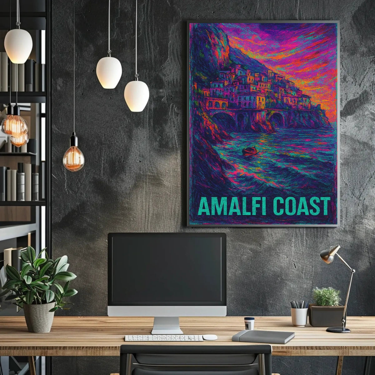 Amalfi Coast Vibrant Seascape Poster Turquoise Waters