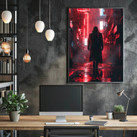 Cyberpunk Cityscape Neon Lights Art Poster PosterGoat