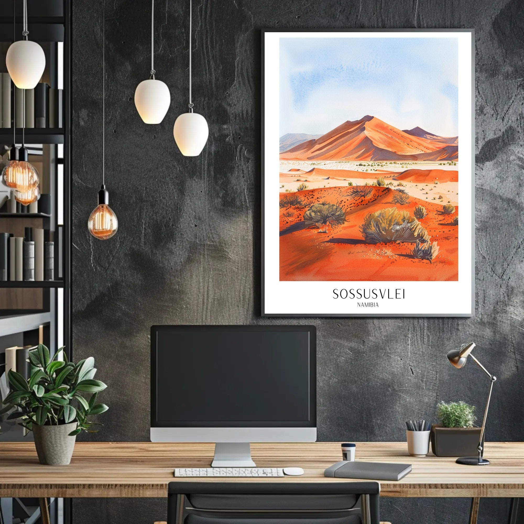 Sossusvlei Namibia Desert Watercolor Travel Poster PosterGoat