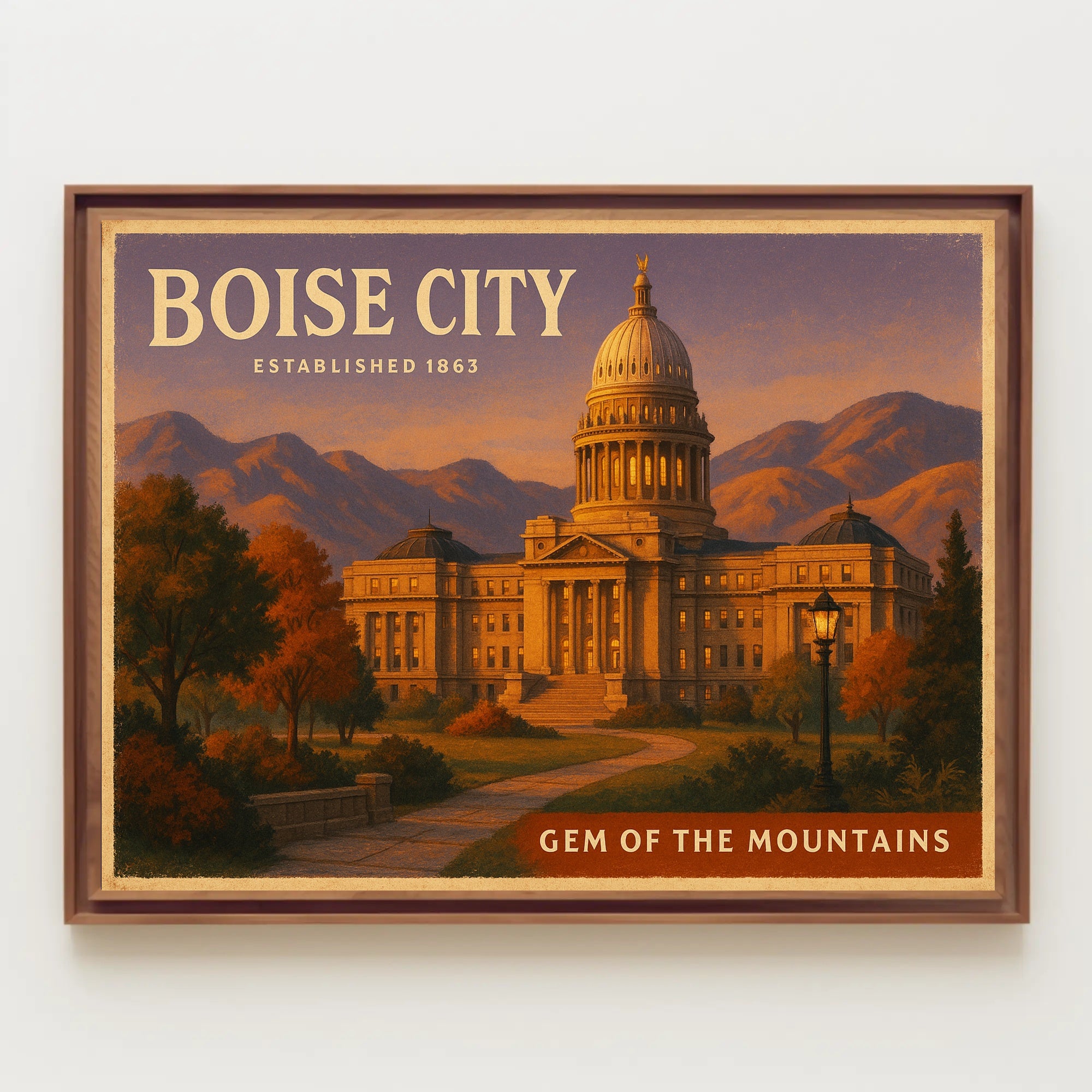 Boise City Gem of the Mountains Poster Art
