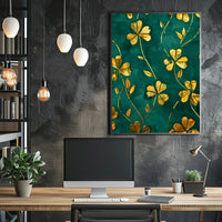 Golden Clovers Luxury Art Print Abstract or Artistic Poster