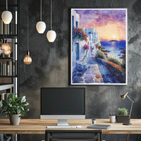 Sunset in a Coastal Village Poster PosterGoat