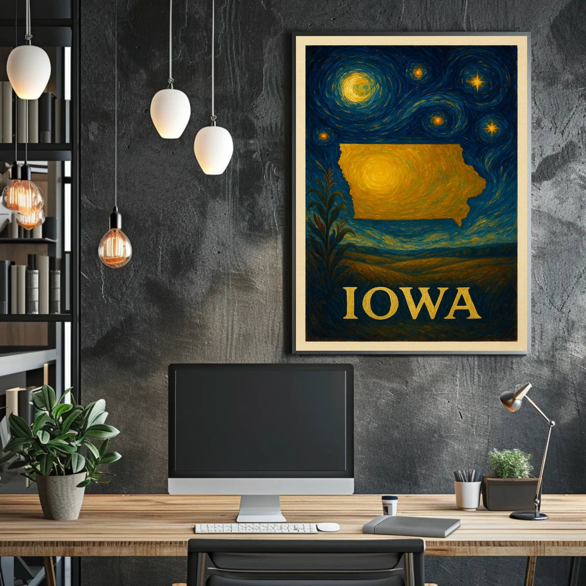 Iowa Impressionistic Landscape Art Print - Cultural or Heritage Poster