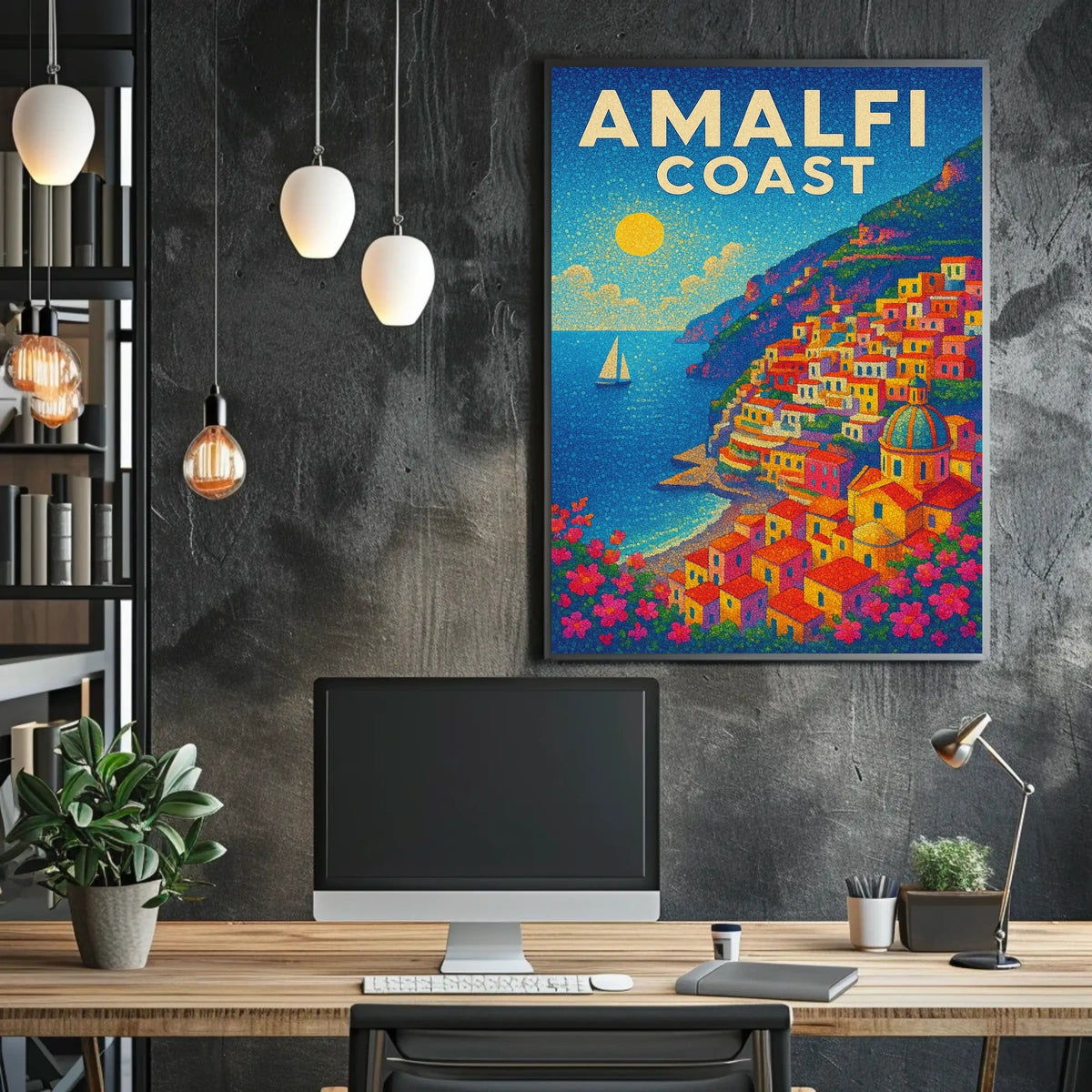 Amalfi Coast Poster Wall Art for Coastal Home Decor
