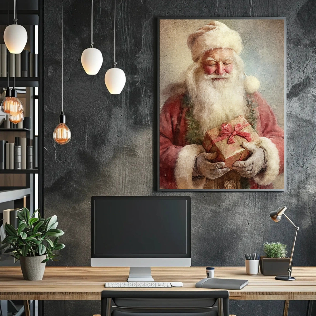 Santa Claus With A Gift Poster