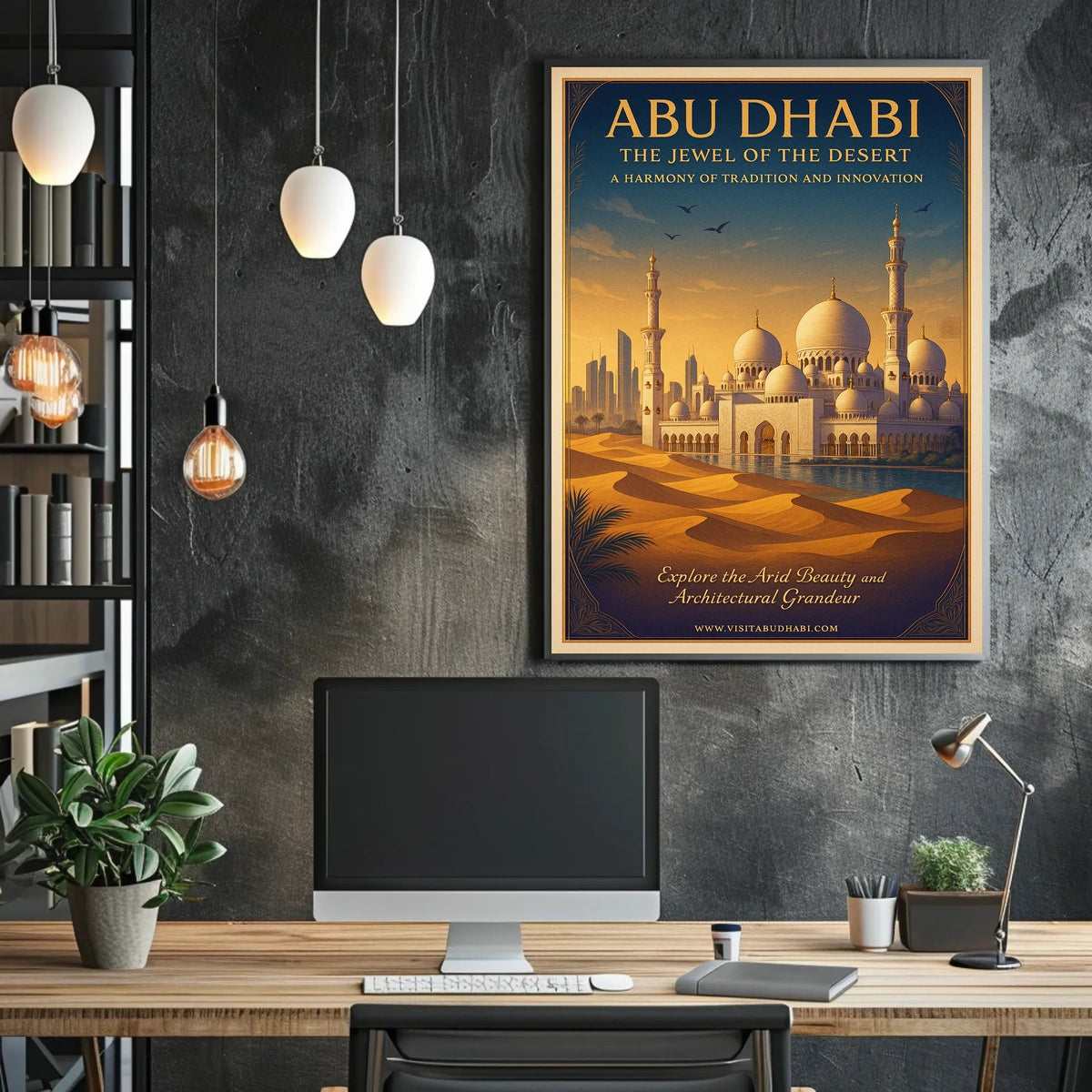 Majestic Abu Dhabi Vintage Travel Poster