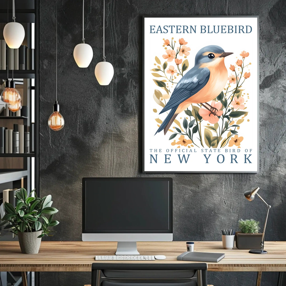 Eastern Bluebird Nature-Inspired Decorative Art Poster