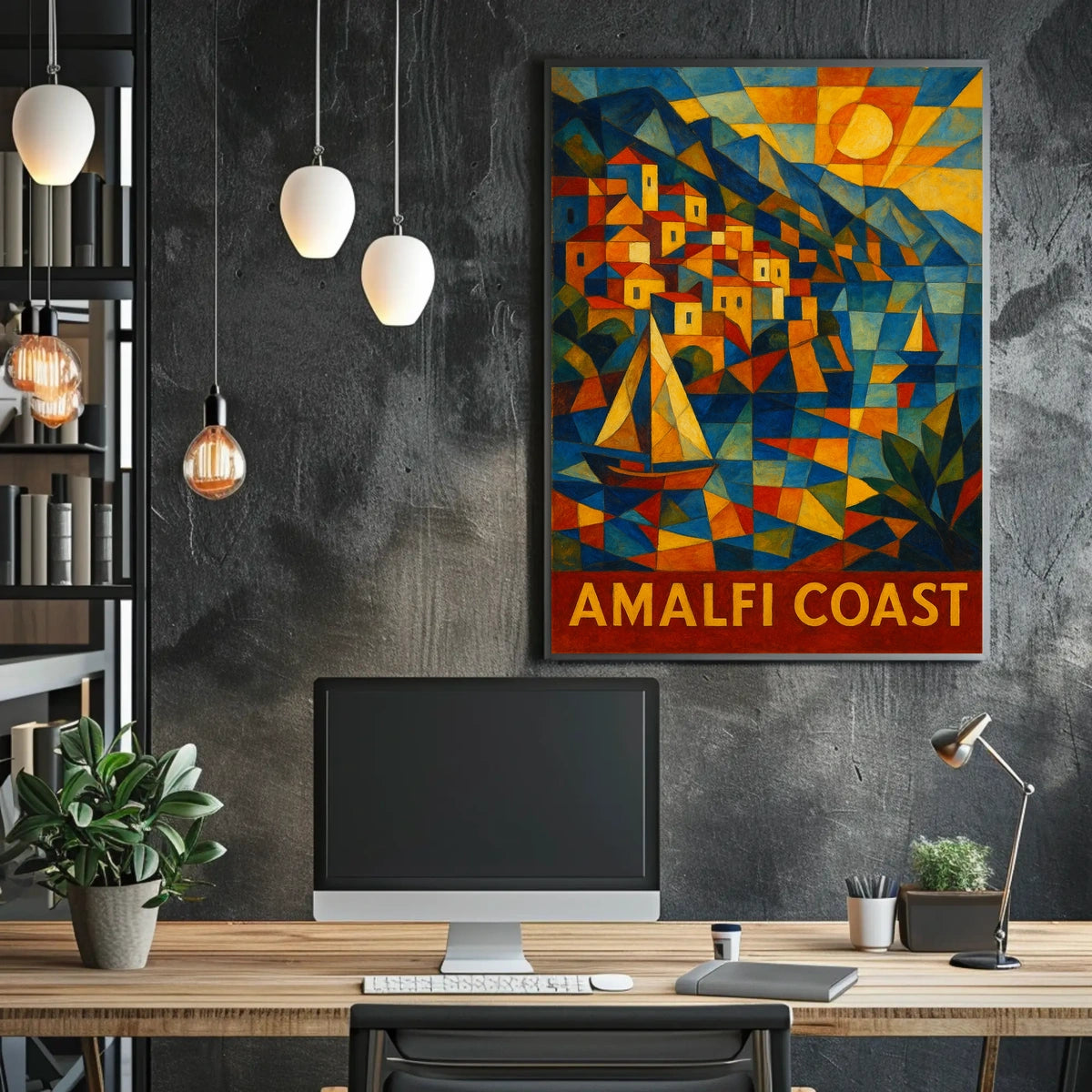 Amalfi Coast Vibrant Mosaic Poster Coastal Wall Art