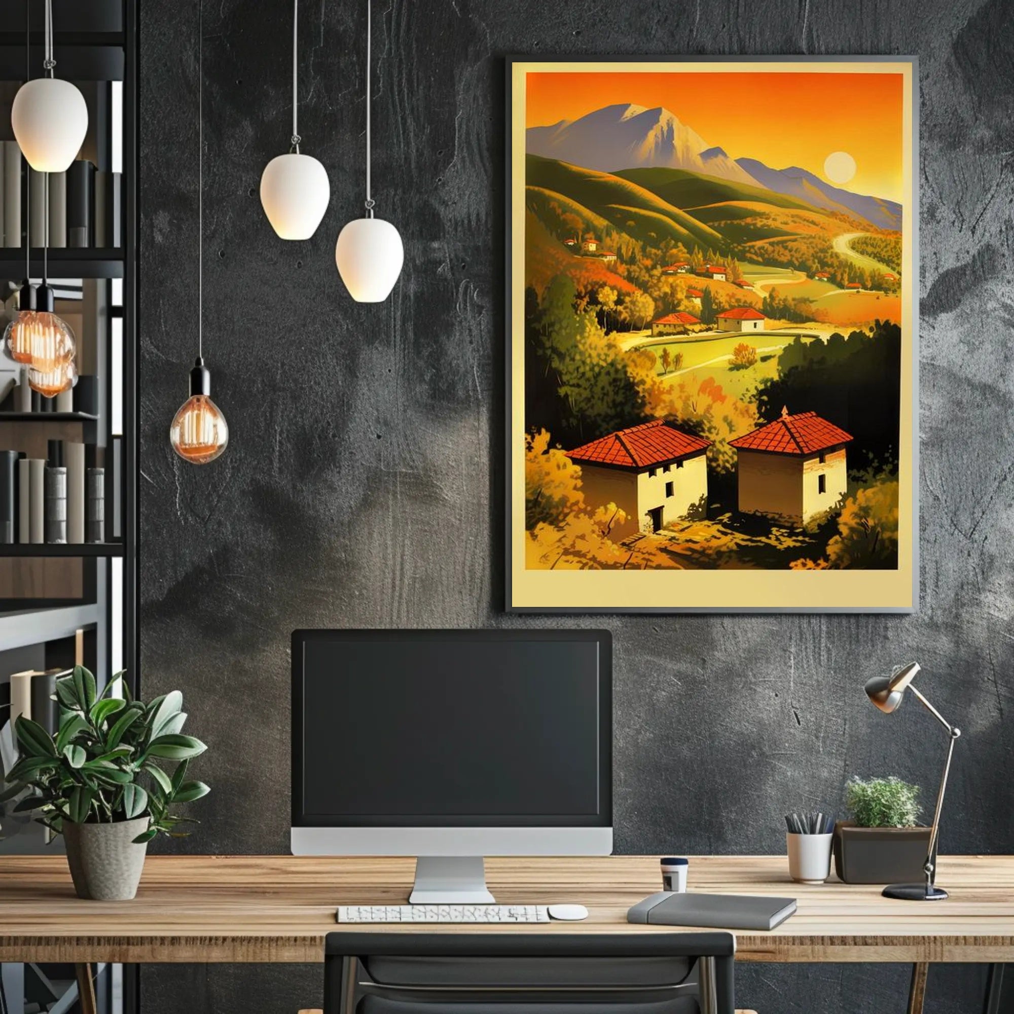 Serene Mountain Landscape at Sunset Poster