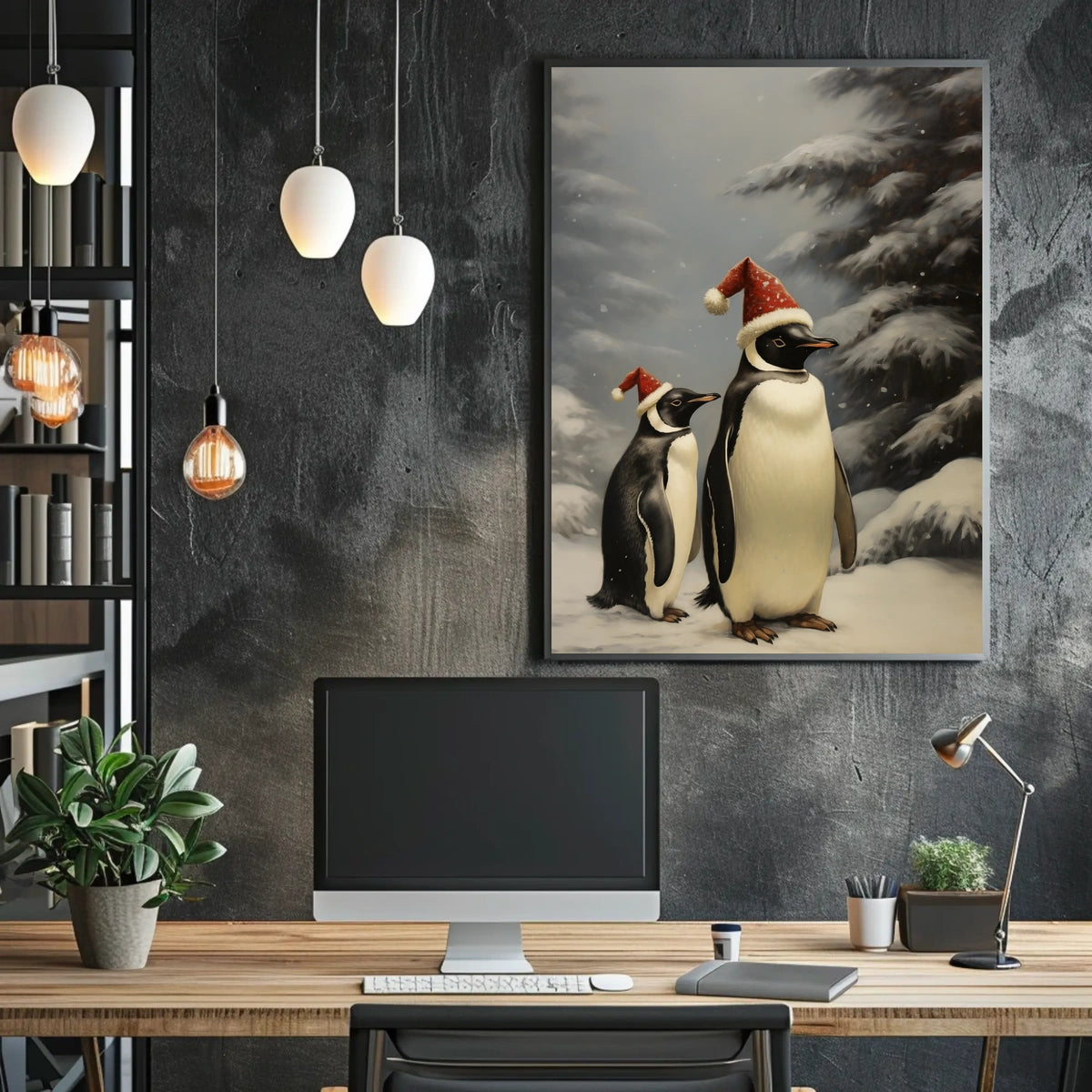 Festive Penguins In Winter Wonderland Poster