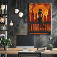 Urban Elegance: Vintage Cityscape Silhouette Poster
