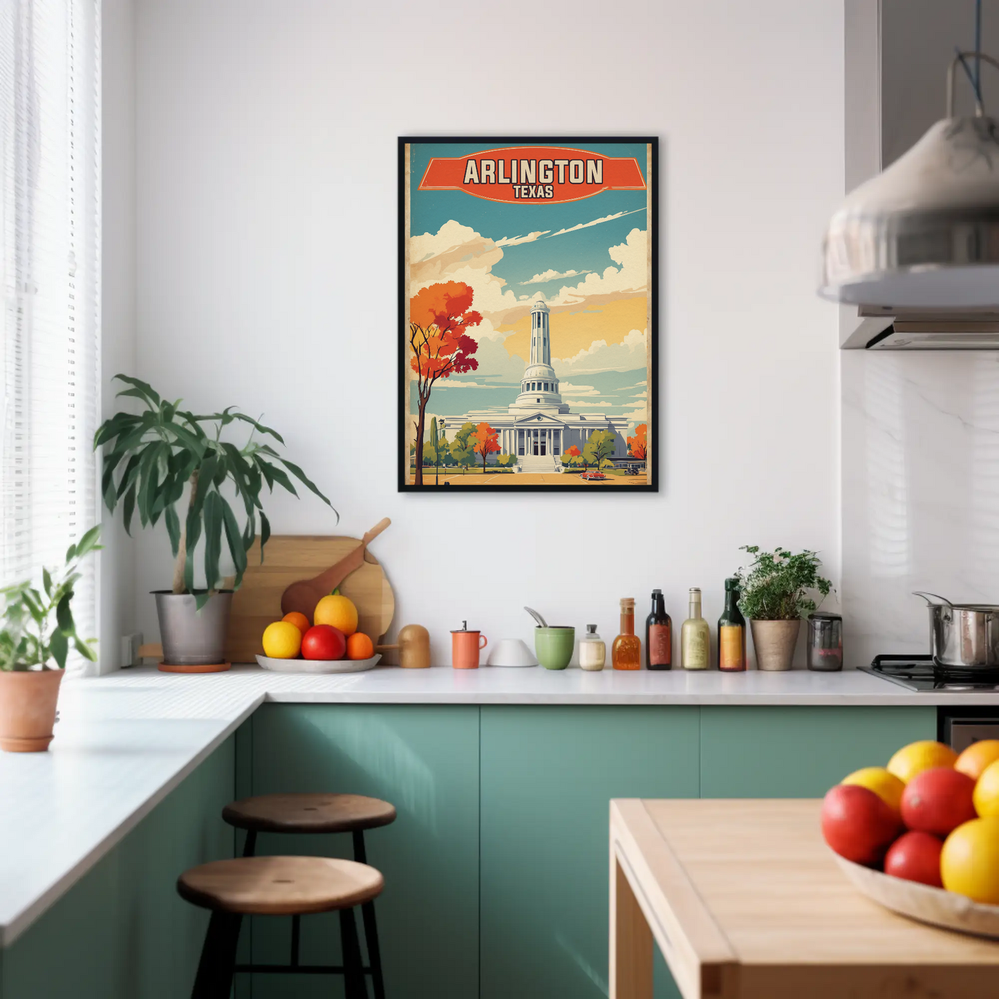 Arlington Texas Grand Capitol Vintage Travel Poster