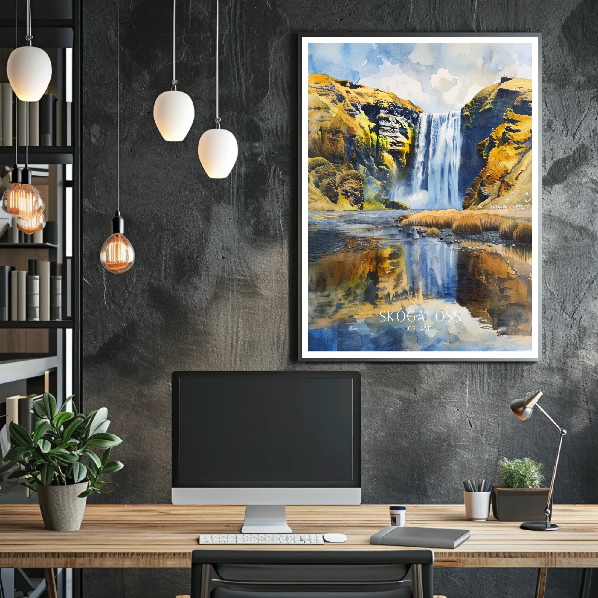 Skógafoss Waterfall Poster PosterGoat