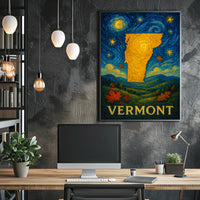Vibrant Vermont Silhouette Art Print: Abstract or Artistic Poster