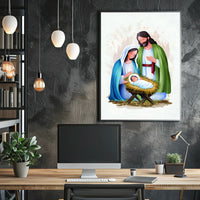 Nativity Scene Illustration Poster
