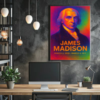 James Madison 4th President of the United States Neon Gradient Overlay Poster