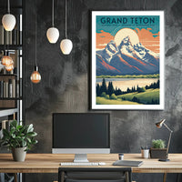Grand Teton Vintage Travel Poster Wall Art