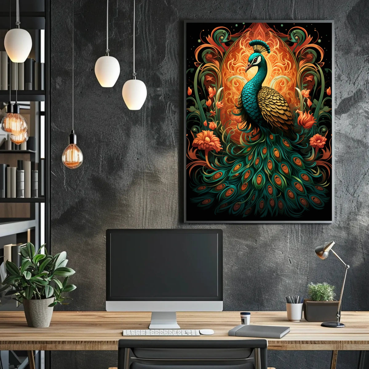 Majestic Peacock Art Poster