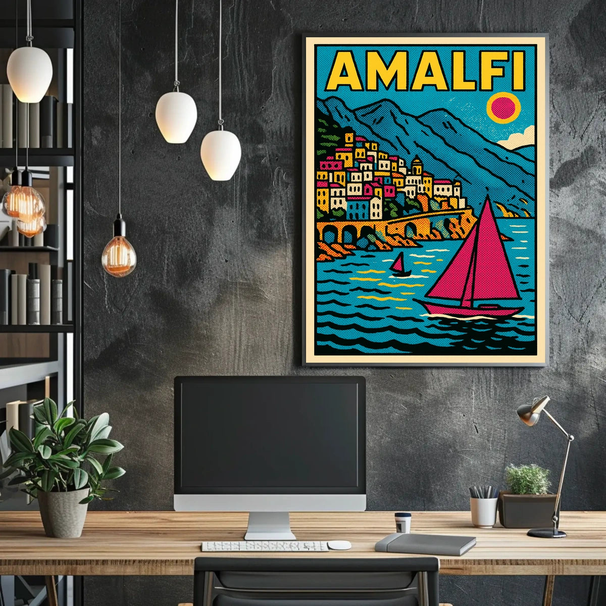 Amalfi Coast Vibrance Poster Wall Art for Coastal Decor
