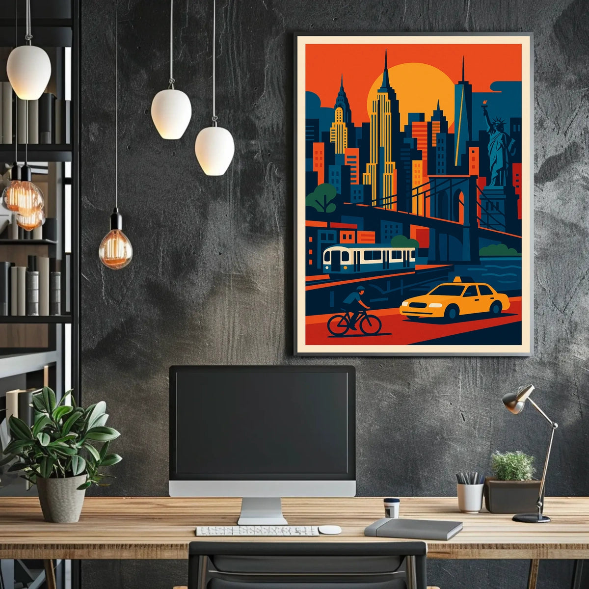 Urban Symphony Cityscape Poster Vibrant Sunset City Living