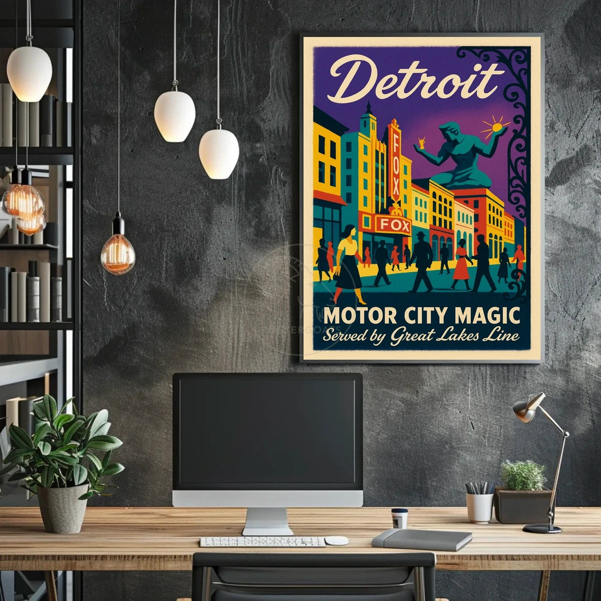 Motor City Magic Retro Urban Cityscape Poster