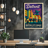 Motor City Magic Retro Urban Cityscape Poster