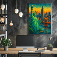 Pixelated New York Dreamscape Poster For Modern Home Decor