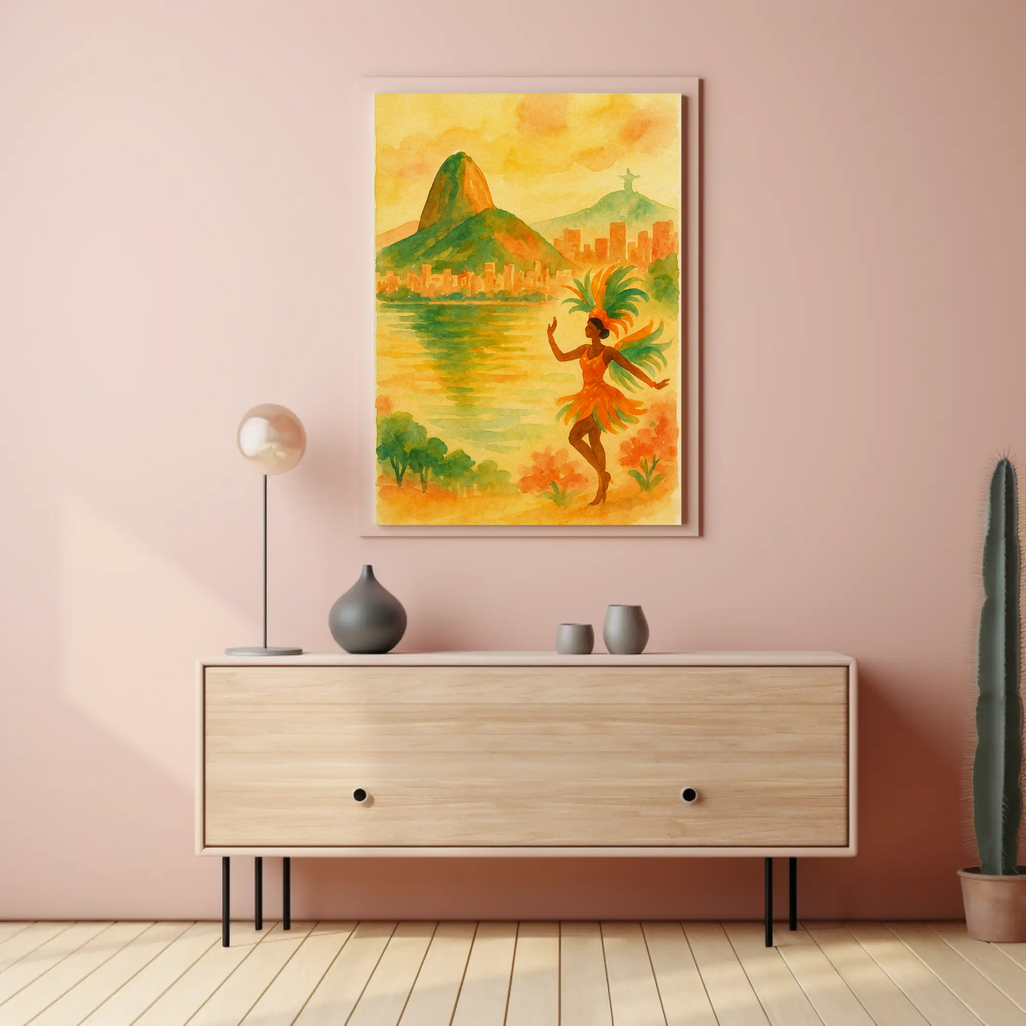 Rio de Janeiro Watercolor Dancer Beach Poster