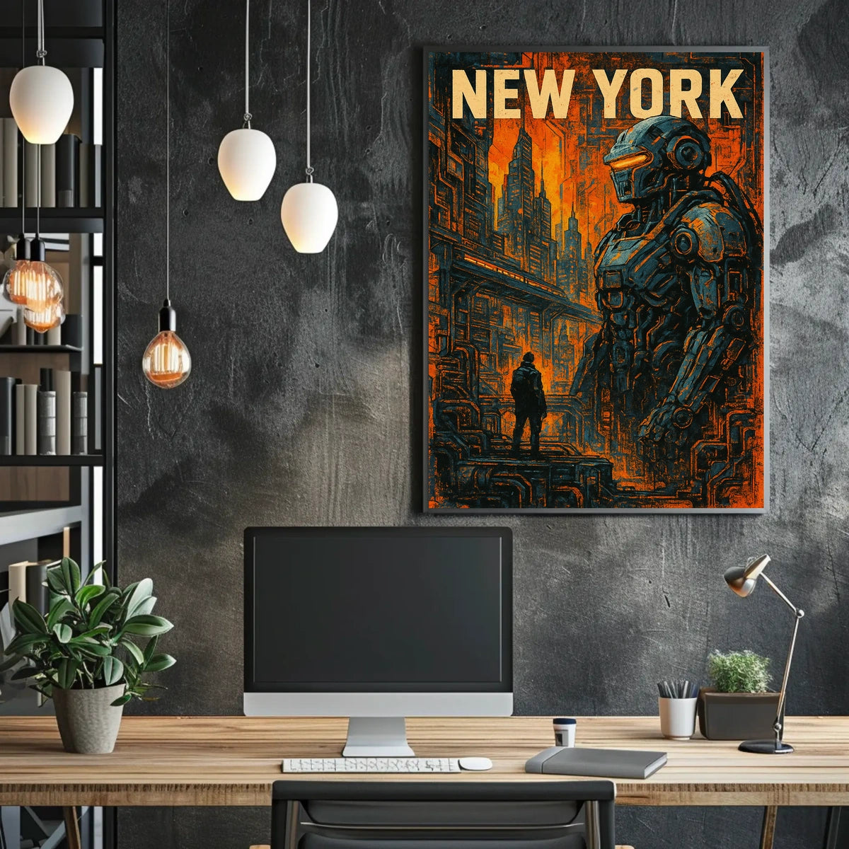 New York Futuristic Metropolis Poster Urban Cityscape Art