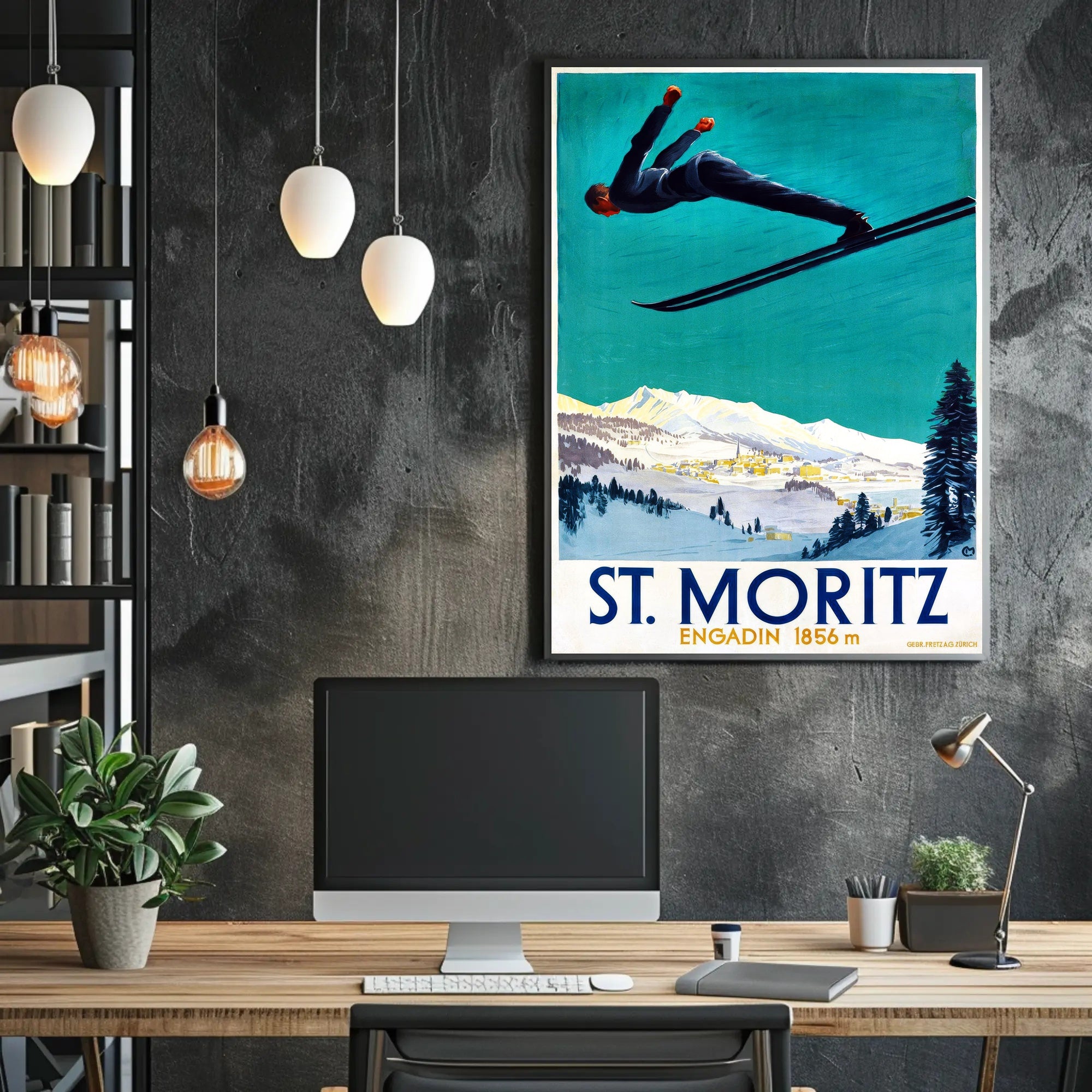 Ski Jumper Adventure in St. Moritz Sports Poster PosterGoat
