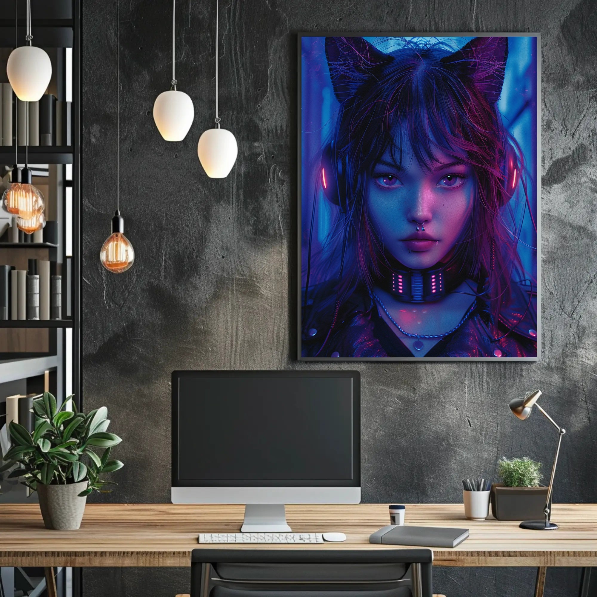Neon Cyber Aesthetic Art Print Poster for Room Decor PosterGoat