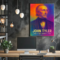 John Tyler 10th President of the United States Neon Gradient OverlayPoster