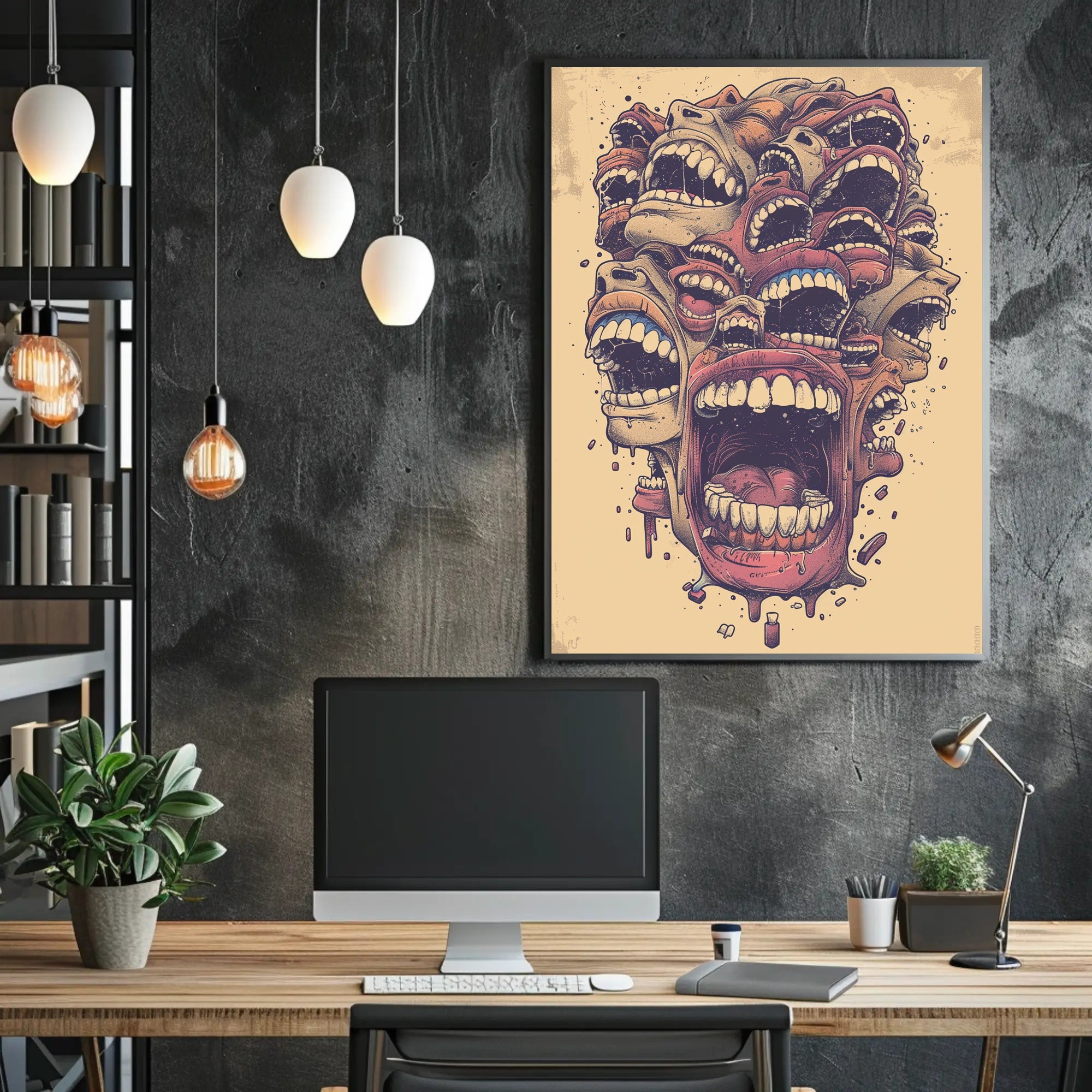 Surreal Abstract Mouths Vintage Art Poster Print PosterGoat