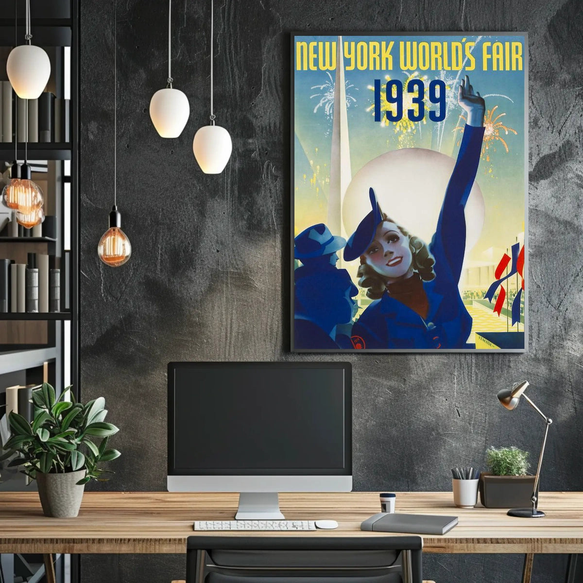 1939 New York Worlds Fair Heritage Poster Vintage Wall Art